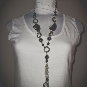 Silver & Black Necklace w/Earrings